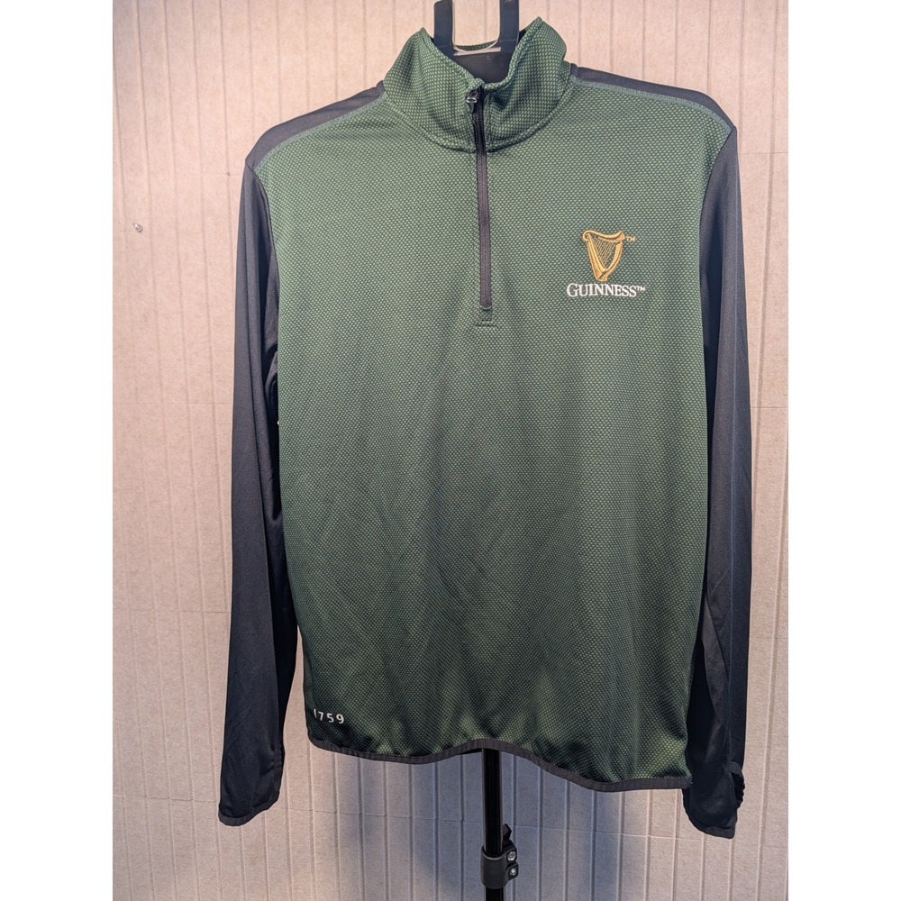 Guinness Quarter Zip Pullover Mens M Green Black Dry Fit Performance Excellent